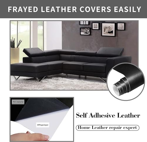 Leather Repair Patches, Self Adhesive Vinyl for Couches Furniture - color: Black, size: 3.5X79 inch