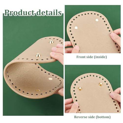 PH PandaHall 4pcs Bag Bottom Base Pads, 4 Colors Oval Crochet Bag Bottom PU Leather Bottom Shaper Pad with Hole Knitting Crochet Base Purse Bottom for DIY Crochet Handbag Making, 10x4.7inch - size: 10x4.7 inch