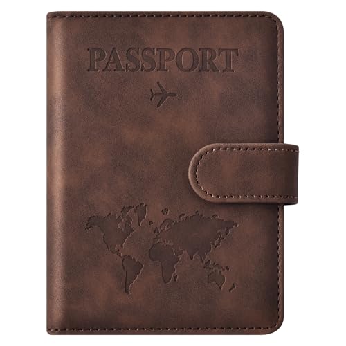 Eoehro Passport Holder for Travel Essentials, Passport Wallet Cover Case for Travel Must Haves Accessories,Passport Book Holders for Women and Men(coffee) - color: coffee, style: Magnetic Clasp