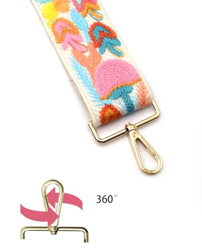 Embroidered Purse Straps Replacement Crossbody Wide Adjustable Bag Straps | Thick Purse Strap for Crossbody Bags,Extra Long Strap,Cross Body Straps for Handbags,Bag Straps for Tote Bags,Shoulder Straps - color: Flower 1