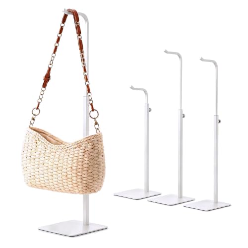 niffgaff 4 Pack Adjustable Purse Holder: Handbag Display Stand, Hanger Rack for Bags, Purses and Wreaths, Tabletop Closet Desk Retail Vendor Display Stand, White - color: White