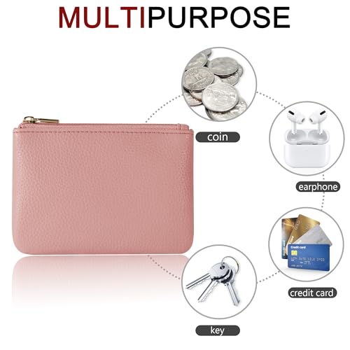 Chelmon PU Leather Coin Purse Pouch Change Holder Small With Zipper for Men Women 2 PCS Set (Black&Pink) - color: Black&Pink