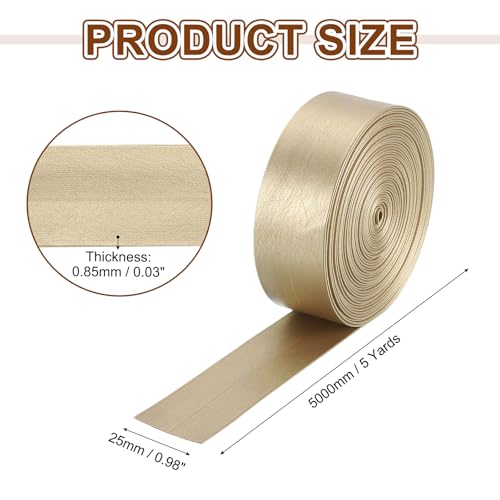 uxcell 5 Yard 25mm PU Faux Leather Strips, Fold Over Leather Strap Roll Double Sided Faux Supplies for DIY Craft Projects, Gold - color: Gold, size: 25mm