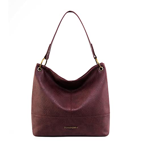 Purses for Women Hobo Bags Slouchy Shoulder Bag Tote Handbags | Stylish for Everyday Use, Zip-top Closure, Back Anti-theft Pocket, 3 Inner Pockets, Comfortable Wide Strap for Dating Errands - color: A-burgundy Brown