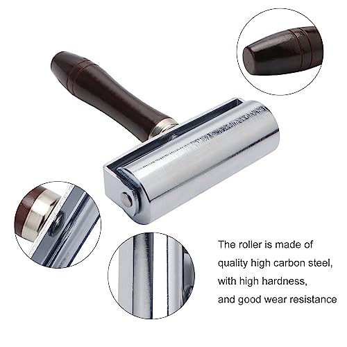 Rongon Leather Press Edge Roller Belts Rolling Craft Roller Leathercraft Wooden Handle Leather Rolling Craft Rollers Tool Watch Band Press Edge Creaser Edger Tool (3.93''/100mm)