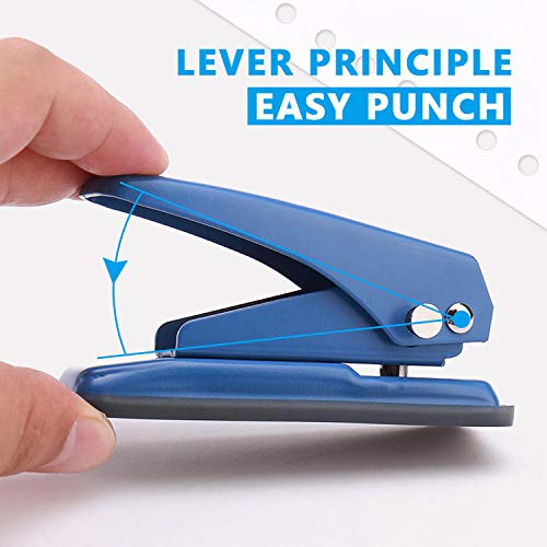 Single Hole Puncher, 1/4" Hole, Blue, 20 Sheet Capacity, 1 Pack | Metal Paper Punch with Skid-Resistant Base, for Paper, Chipboard, Art Project - color: Blue