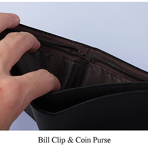 Slim Wallet for Men with Money Clip, Minimalist Wallet with Zipper Coin Purse, Bifold Mens Wallets with Credit Card Holder, PU Leather Men's Wallet, Carteras Para Hombres (Coffee) - color: Coffee