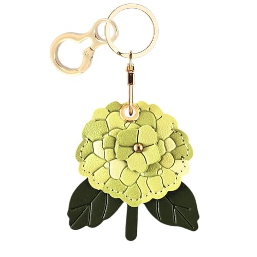 BORKUANA PU Leather Keychain holder Protective Case Compatible with AirTag - color: Hydrangea a