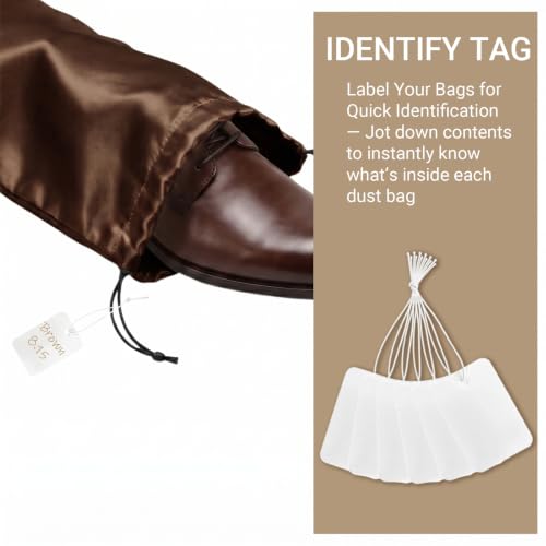Q&J Fabric Co. 6 Pack Satin Dust Bag 17.7x7.9 inch Chocolate 100% Polyester Silk Bag Purse Dust Bag Shoe Bags for Closet Purse Protector Bag Dust Covers for Purses - color: Chocolate, size: 17.7"x7.9"