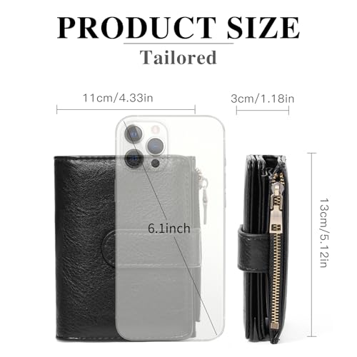 GOIACII Small Wallet Women RFID Blocking Trifold Clutch Ladies Credit Card Holder Zipper Pocket Wallets for Women Black - color: Black