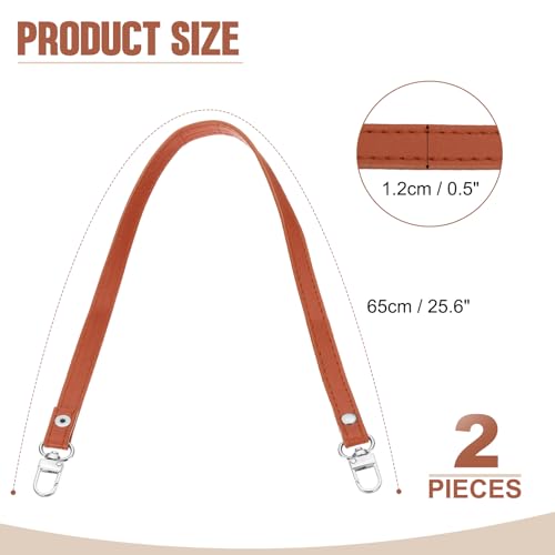 PATIKIL Leather Purse Handle Strap, 2 Pcs 26 Inch Leather Purse Strap Replacement DIY Women Clutch Bag Handbag Top Handle Strap Repair Accessories, Brown - color: Brown, size: 26 Inch