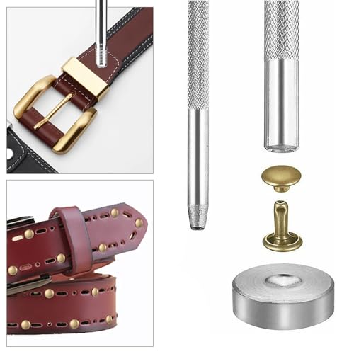 200sets Double Round Cap Leather Rivets Double Cap Rivets Tubular Leather Studs Repairs Metal Rivet Decoration Fabric Rivet Leathers Fasteners for Crafting Clothes Shoes Accessories (6mm Bronze)