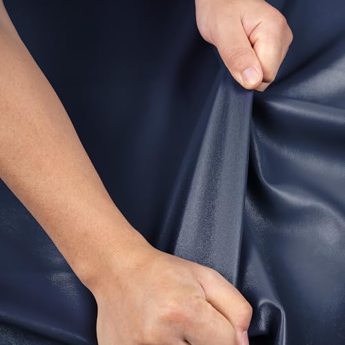 Marine Vinyl Fabric, Upholstery Faux Leather Fabric by The Yard, 0.95 mm Thick PU Leather Sheets for Sofa Chairs Handbags Hair Bows Earrings Crafts (1 Foot 12''X 54'', Blue) - color: Blue, size: 1 Foot