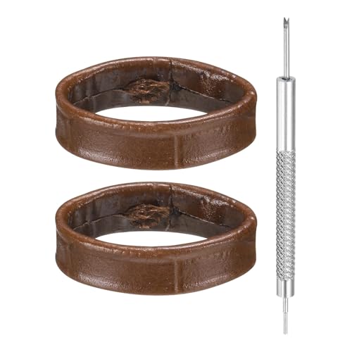 HARFINGTON Leather Watch Band Loops Replacement Watch Band Keeper Watch Strap Holder Retainer Wristwatch Strap Fastener Rings - color: Brown, size: 16mm