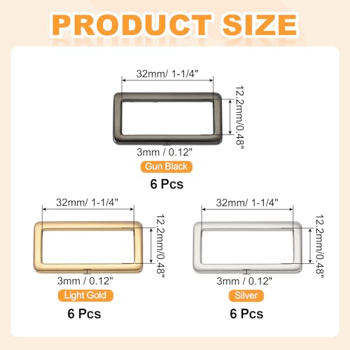 uxcell Metal Flat Rectangle Ring Metal Rectangular Buckle Rings Square Strap Webbing Loop for Bag Belt - size: 39mm(1-1/2 inches)