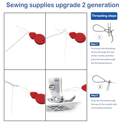 Pikdmin 21+3 Pcs Heavy Duty Hand Sewing Needles Kit, 15 Leather Hand Sewing Needle 6 Curved Needle and 3 pcs Needle threaders for Home Upholstery,Leather Needles for Hand Sewing,Carpet Canvas Repair - size: 21PCS&7SIZE
