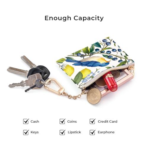 Bird Keychain Coin Purse for Women, Small Change Pouch Key Chain | Zipper Purse, Little Tiny Zip Pocket, PU Leather, Travel Wallet for Girls, Cute Coin Holder, Key Ring, Ladies Women Gifts - color: Hummingbird
