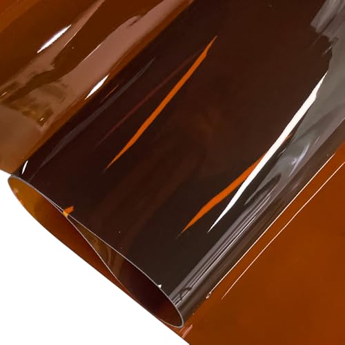 ONEART | 30 Gauge Leather Vinyl, Solid Color See-Through Waterproof Jelly Faux Leather for Women DIY Handbags Tote, 12" x 48" (Brown) - color: Brown