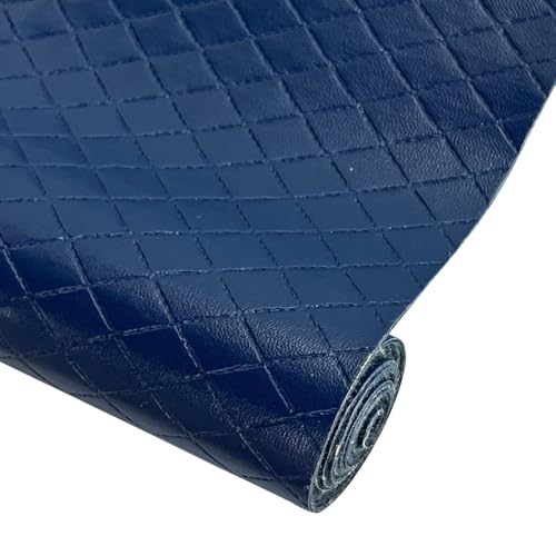 Diamond Quilted Pattern Artificial Faux Leather 11.8x53inch (30x135cm) Super Soft Craft Supplies Synthetic Leather DIY Hair Bows, Handbags and Craft Supplies (Dark Blue) - color: Dark Blue