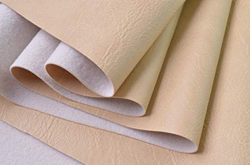 Wento Thick Half Yard Faux Leather Fabric Soft Skin Grain PU Leather Fabric for Furniture Cover Reupholster Sofa Chairs Cushiones Vinyl Upholstery Fabric (Half Yard,Beige) - color: Beige, size: 1/2 Yard (54" x 18")