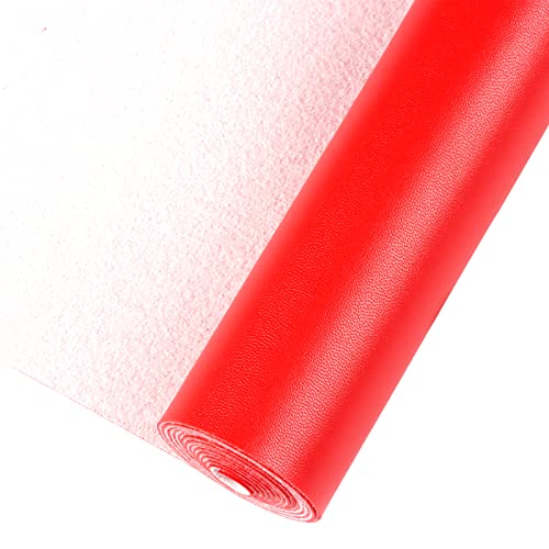Smooth Solid Color Faux Leather Sheets Roll 12"X53" (30cmX135cm),Very Suitable for Making Crafts, Leather Earrings, Bows,Sewing (Red) - color: Red