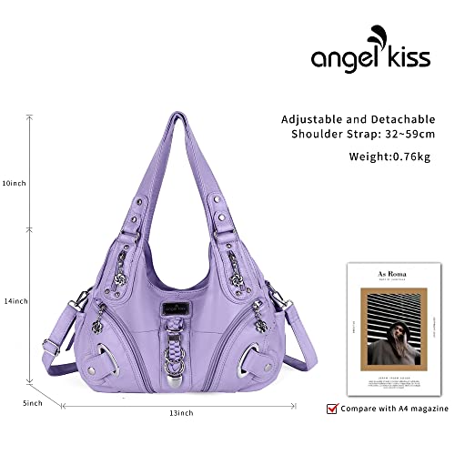 Angelkiss Hobo Purses and handbags for Women Satchel Handbag Women Purses Large Daily Shoulder Bags - color: 8901purple