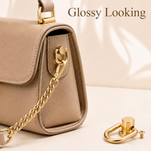 32pcs Light Gold D Rings Hardware Accessories,360 Degree Rotating Metal Buckle With Screws Rivets,Suitable for DIY Handmade Dags and Leather Craft Accessories