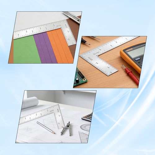 4 * 6 inch L Shaped Ruler Mini Measuring Tool, Ruler with Stainless Steel High Precision Edge for Woodworking, Tiling, and Engineering Drawing (2 * 4 inch) - size: 2*4 inch