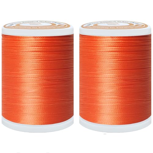 Bonded Nylon Thread Heavy Duty Sewing Thread Size #40 Tex75 Threads for Sewing Leather, Canvas, Shoes, Outdoor Upholstery Threads 2-Pack (350Yards Each)(Hunter Orange) - color: Hunter Orange