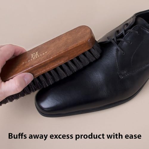FootFitter Premium Horsehair Shoe Brush, Leather Shine & Buff (2 Pack) | Horsehair Bristles Clean, Lift Dirt, Buff Leather & Deliver Smooth, High‑Gloss Shine & Professional Finish (Made in Germany) - color: Set
