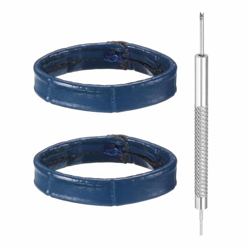 HARFINGTON Leather Watch Band Loops Replacement Watch Band Keeper Watch Strap Holder Retainer Wristwatch Strap Fastener Rings - color: Dark Blue, size: 22mm