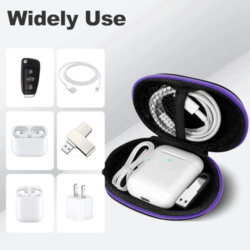 Oval Earbud Case Portable EVA Carrying Case Storage Bag Cell Phone Accessories Organizer with Carabiner for Earphone, Earbud, Earpieces, SD Memory Card, Camera Chips, Purple - color: E2-Oval Purple