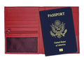 Red RFID Genuine Leather Passport Wallet - color: Red
