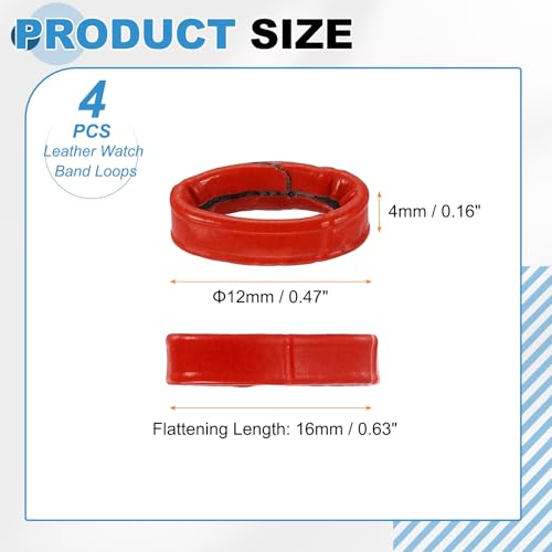 HARFINGTON Leather Watch Band Loops Replacement Watch Strap Holder Retainer Wristwatch Strap Fastener Rings for Wristband - color: Red, size: 12mm