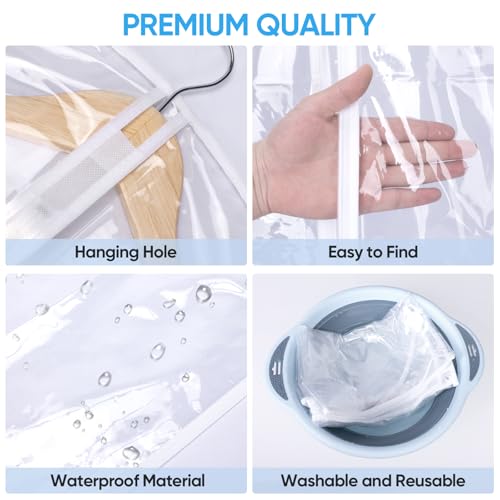 BALEINE 60'' Clear Garment Bags, 2 Packs PEVA Dress Bag for Closet Clothes Dresses Suit Coats Storage (Clear, 2PK) - color: Clear, size: 60" 2PK