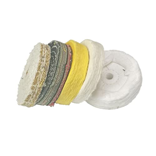 5 Pcs 4" Assorted Abrasive Buffing Wheel with 1/2" Arbor Hole | Cotton/Denim/Sisal Polishing Wheel for Jewelry, Jade, Silver, Aluminum, Metal, Steel, Copper Polishing and Waxing for Grinder