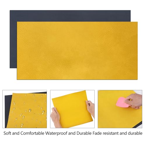 Laserable Leather Sheets,12" x 24"Laserable Leatherette Patch(Yellow/Black) | CO2 Laser Engraving Supplies, Faux Leather for Crafting Tools, Leather Wallets - color: Yellow/Black