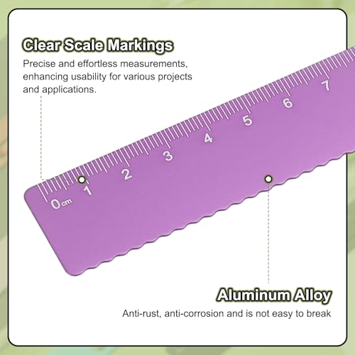 HARFINGTON 3pcs Straight Ruler 20cm Metric Metal Aluminum Alloy Measuring Bookmark Clip Ruler Scale Tool for Measure Study Reading Classroom Office, Rose - color: Rose, size: 20cm