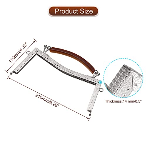 uxcell Metal Purse Frames 2 Pcs Kiss Lock Clasp Frame Embossed Clutch Frame with Rubber Handle for Coin Purse Handbag Making DIY Craft, Silver - color: Silver