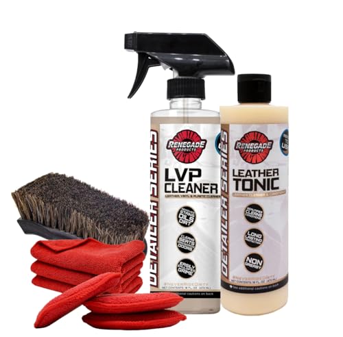 Renegade Products Leather Clean and Condition Kit – Deep Clean & Condition Seats, Upholstery & Trim with Brushes, Towels & Non-Greasy Finish