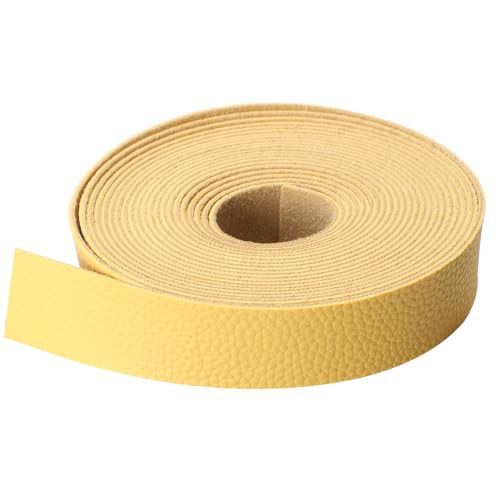picheng Faux Leather Strap 1 Inches Wide Lychee Texture Leather Straps for Crafts, 200 Inches Long Faux Leather Strips - color: Yellow