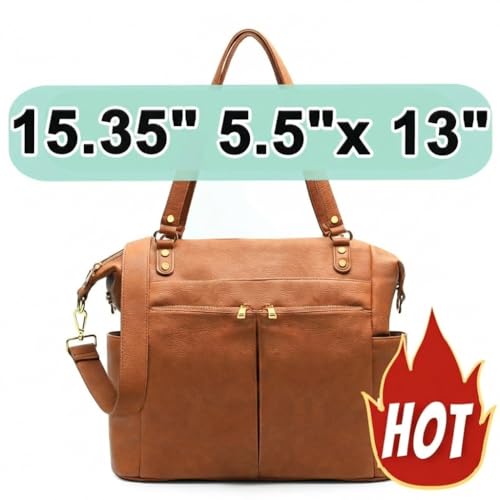 MOMINSIDE Diaper Bag Tote Convertible Diaper Bag Backpack Tote Leather | 4 in 1 Baby Bag Hospital bag 13 Pockets Travel Diaper Tote Pañaleras Para Bebe with Changing Pad for Mom & Dad(Brown) - color: Brown