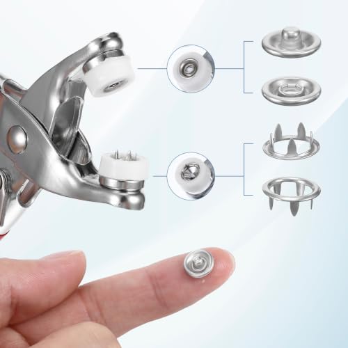 Ziuohaa 100 Sets（400pcs）Snap Button Kit with Fastener Pliers Press Tool Kit