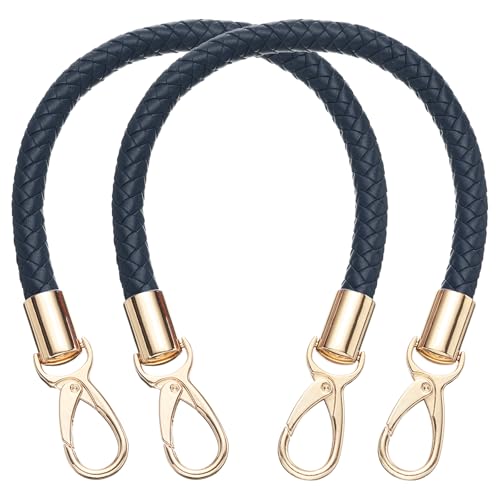 uxcell 2 Pcs Leather Purse Strap, 15.7 Inch PU Leather Braided Purse Replacement Shoulder Strap for Handbags with Buckle for DIY Handbag Purse Making, Dark Blue - color: Dark Blue