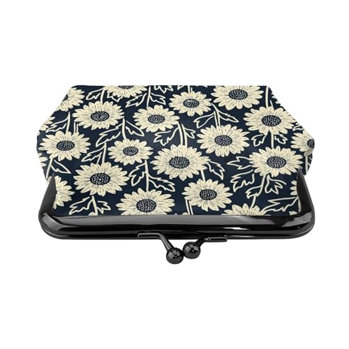 Kiss-lock Coin Purse for Women Change Purses Cute Small Coin Pouch Tiny Coin Wallet (Cute Floral Sunflower) - color: Cute Floral Sunflower