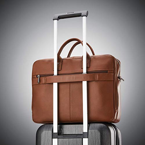Samsonite Classic Leather Toploader Briefcase - color: Cognac