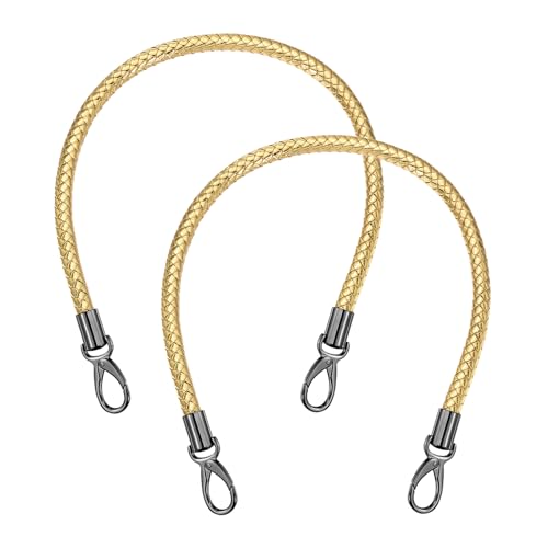 MECCANIXITY Braided Purse Strap, PU Leather Purse Strap Handle Replacement for Handbag Tote Underarm Bag Making - color: Gold
