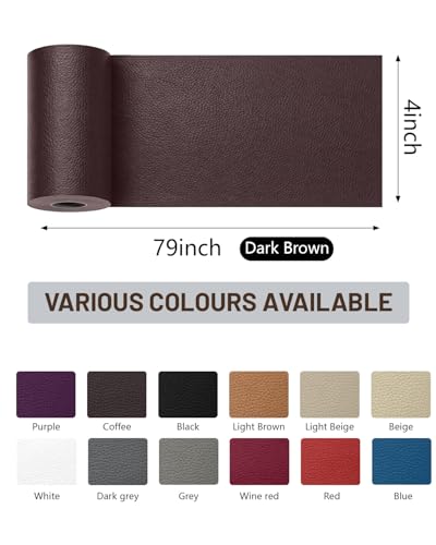 BOUYEER Leather Repair Patch Tape Kit,Self Adhesive Leather Repair for Sofa，Car Seat,Office Chair,Furniture,Jacket,Waterproof Strong Adhesive Vinyl Repair Kit. 4 in x 79 in,Dark Brown - color: Dark Brown, size: 4 in x 79 in