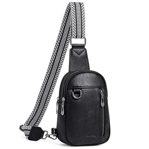 cakang Womens Sling Bag Crossbody Bags for Women Vegan Leather Sling Backpack Daypack Fanny Pack Crossbody Purse Travel - color: 5-black-mini