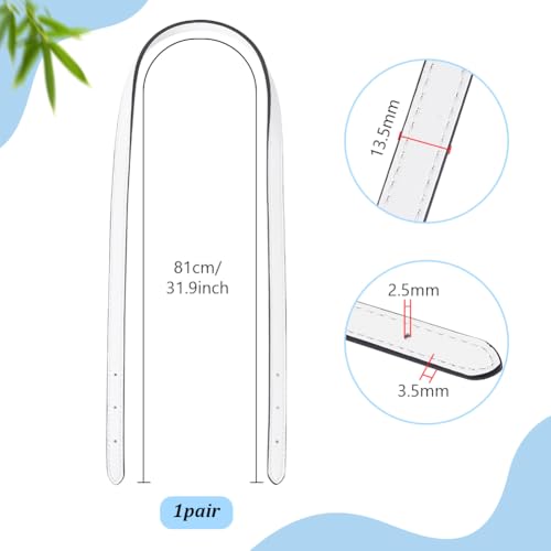 PH PandaHall 2pcs Cowhide Leather Tote Bag Strap Replacement 31.9 inch Leather Handbag Straps, White Adjustable Shoulder Straps Replacement for Purse Tote Bags Carry Bags Making - color: White